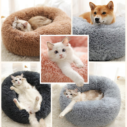 Long Plush Super Soft Dog Bed Pet Kennel Round Sleeping Bag Lounger Cat House Winter Warm Sofa Basket for Small Medium Large Dog