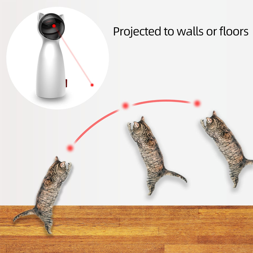 Cat Toy - Interactive LED Laser Funny Toy Auto Rotating Cat Exercise Training Entertaining Toy Multi-Angle Adjustable USB Charge